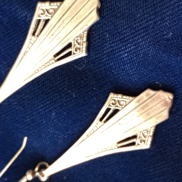 Sterling Silver Art Deco Vintage Style Long Dangle Earrings - Picture 14 of 14